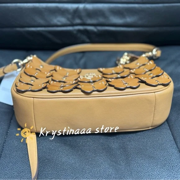Coach Teri Shoulder Bag With Butterfly Applique CAJ97Honey brown NWT